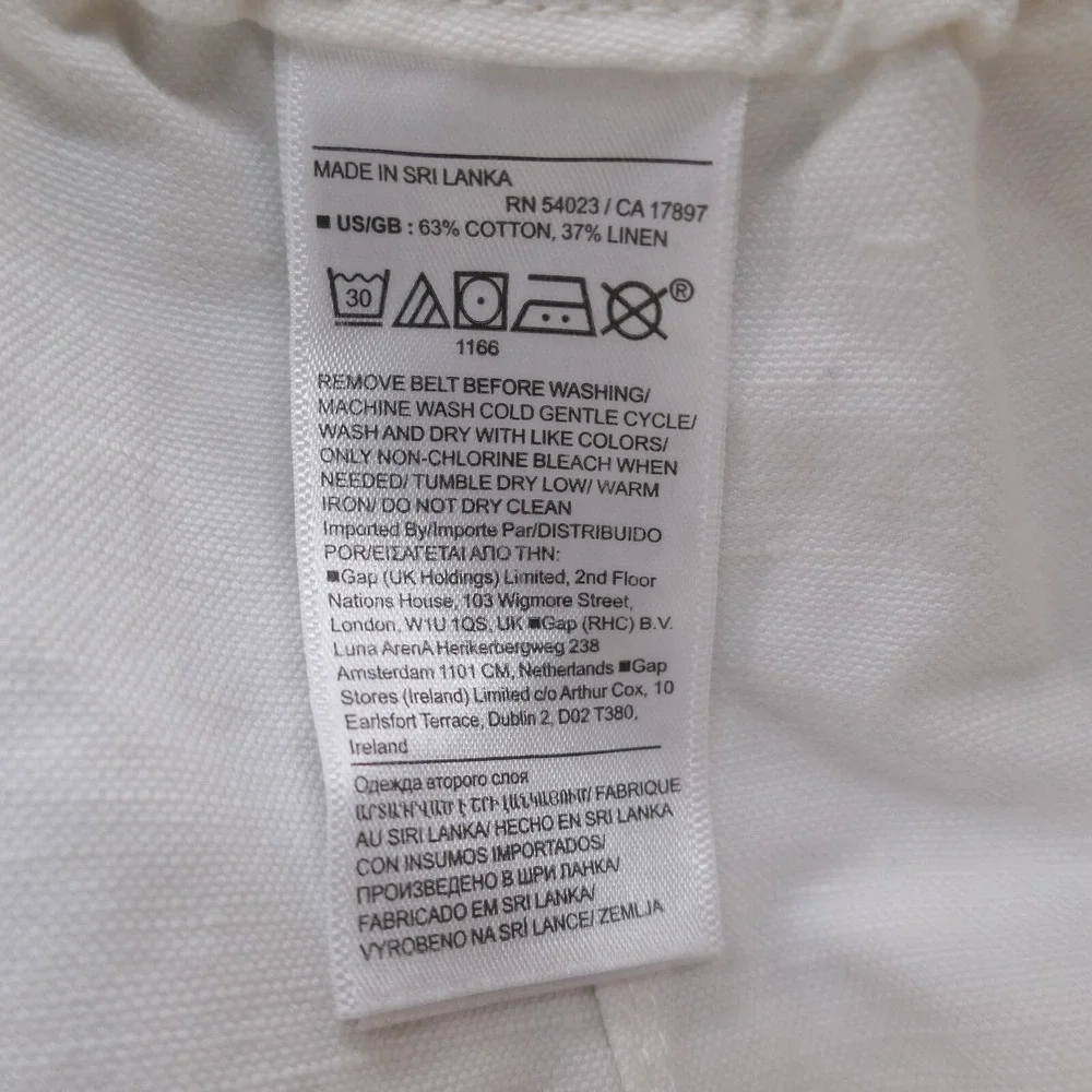Banana Republic‎ Womens Ivory Cotton Linen Utility Paperbag Pants 16 NEW